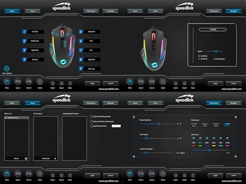 Speedlink DECUS NX - RGB Gaming Maus mit Kabel, bis 12800dpi, Programmierbar, Dauerfeuer Taste, USB kabelgebunden ummantelt, 1000Hz Pollingrate, schwarz Bild 7