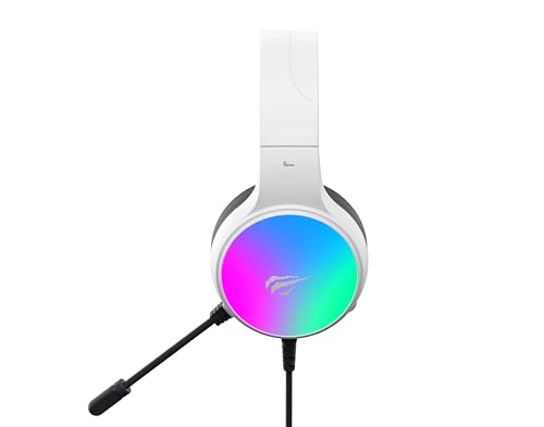 Havit 7.1 USB-Gaming-Headset H2043U Weiß Schwarz, Surround, RGB-Beleuchtung, 50-mm-Lautsprecher, omnidirektionales Mikrofon, weiche Ohrpolster, lebendiges Design, 20 Hz - 20 kHz Bild 3