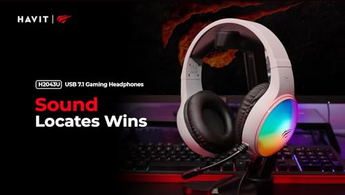 Havit 7.1 USB-Gaming-Headset H2043U Weiß Schwarz, Surround, RGB-Beleuchtung, 50-mm-Lautsprecher, omnidirektionales Mikrofon, weiche Ohrpolster, lebendiges Design, 20 Hz - 20 kHz Bild 6