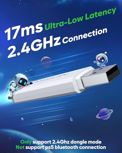 NUBWO G06 Pro Wireless Gaming Headset mit Ladestation für Headset und PS5 Controller, 17ms Niedrige Latenz, 120 Stündige Akkulaufzeit, Dynamische 50mm Treiber Weiß (Nicht mit Xbox Kompatibel) Bild 4