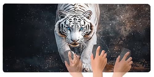 Gaming Mousepad Tiger Mauspad XXL 1200X600X3MM Großes Mouse Pad Tier Schreibtischunterlage mit Rutschfeste Gummibasis, Maus Pad Wasserdicht Anti-Rutsch Schreibtisch Zubehör Für Home Office, PC, Laptop Bild 5