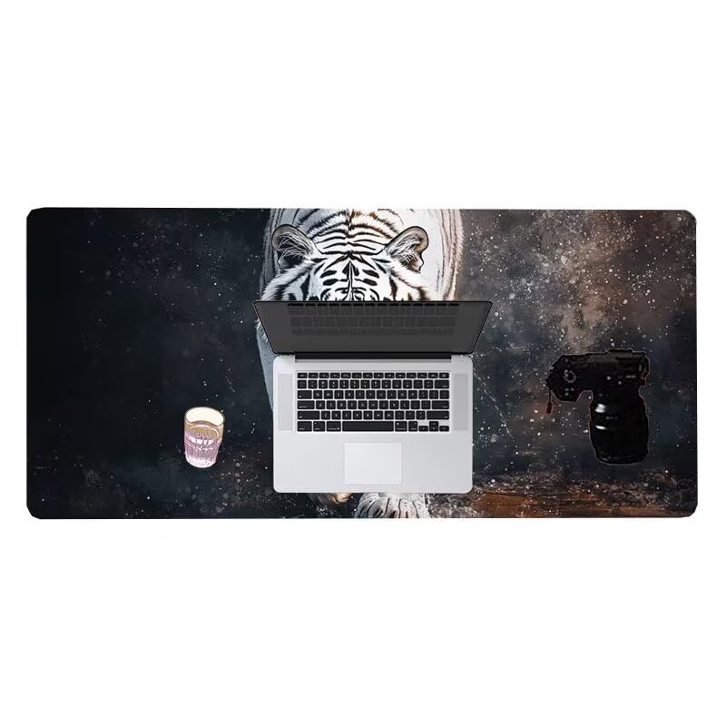 Gaming Mousepad Tiger Mauspad XXL 1200X600X3MM Großes Mouse Pad Tier Schreibtischunterlage mit Rutschfeste Gummibasis, Maus Pad Wasserdicht Anti-Rutsch Schreibtisch Zubehör Für Home Office, PC, Laptop Bild 7
