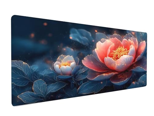 Gaming Mousepad Blume Mauspad XXL 1200X600X3MM Großes Mouse Pad Rosa Schreibtischunterlage mit Rutschfeste Gummibasis, Maus Pad Wasserdicht Anti-Rutsch Schreibtisch Zubehör Für Home Office, PC, Laptop Bild 2