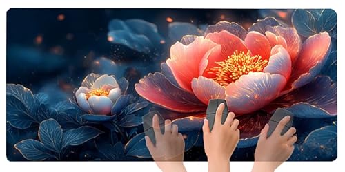 Gaming Mousepad Blume Mauspad XXL 1200X600X3MM Großes Mouse Pad Rosa Schreibtischunterlage mit Rutschfeste Gummibasis, Maus Pad Wasserdicht Anti-Rutsch Schreibtisch Zubehör Für Home Office, PC, Laptop Bild 5