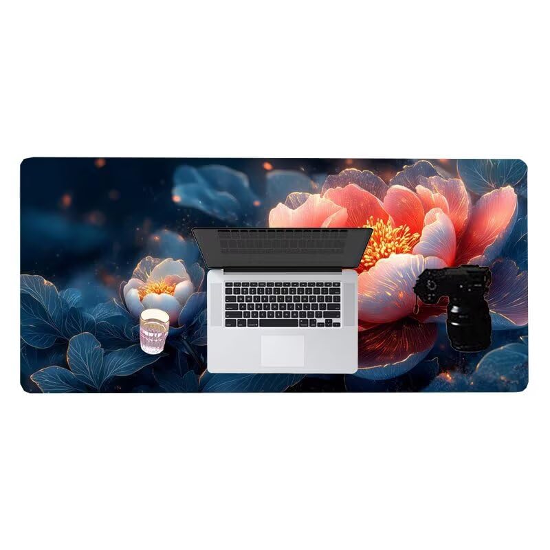 Gaming Mousepad Blume Mauspad XXL 1200X600X3MM Großes Mouse Pad Rosa Schreibtischunterlage mit Rutschfeste Gummibasis, Maus Pad Wasserdicht Anti-Rutsch Schreibtisch Zubehör Für Home Office, PC, Laptop Bild 7