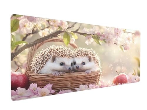 Gaming Mousepad Igel Mauspad XXL 1200X600X3MM Großes Mouse Pad Apfel Schreibtischunterlage mit Rutschfeste Gummibasis, Maus Pad Wasserdicht Anti-Rutsch Schreibtisch Zubehör Für Home Office, PC, Laptop Bild 2
