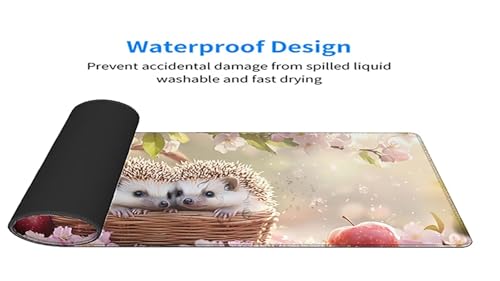 Gaming Mousepad Igel Mauspad XXL 1200X600X3MM Großes Mouse Pad Apfel Schreibtischunterlage mit Rutschfeste Gummibasis, Maus Pad Wasserdicht Anti-Rutsch Schreibtisch Zubehör Für Home Office, PC, Laptop Bild 4