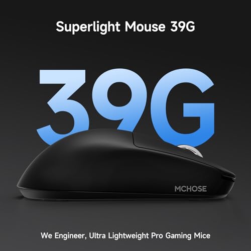 MCHOSE L7 Leichte 39 g Gaming-Maus mit Benutzerdefiniertem 8K-Ultraschnell-Funkempfänger, 26000 DPI, 8K Hz-Berichtsrate, BT/2,4G-Gaming-Maus mit Kabel/Kabel, 200 Stunden Batterie, Schwarz Bild 3