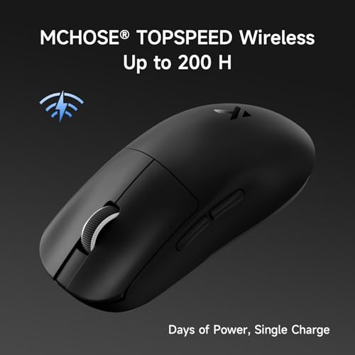 MCHOSE L7 Leichte 39 g Gaming-Maus mit Benutzerdefiniertem 8K-Ultraschnell-Funkempfänger, 26000 DPI, 8K Hz-Berichtsrate, BT/2,4G-Gaming-Maus mit Kabel/Kabel, 200 Stunden Batterie, Schwarz Bild 7