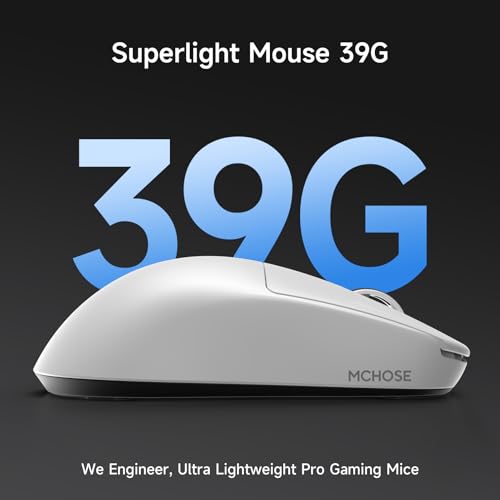 MCHOSE L7 Leichte 39 g Gaming-Maus mit Benutzerdefiniertem 8K-Ultraschnell-Funkempfänger, 26000 DPI, 8K Hz-Berichtsrate, BT/2,4G-Gaming-Maus mit Kabel/Kabel, 200 Stunden Batterie, Weiß Bild 3