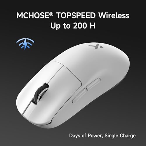 MCHOSE L7 Leichte 39 g Gaming-Maus mit Benutzerdefiniertem 8K-Ultraschnell-Funkempfänger, 26000 DPI, 8K Hz-Berichtsrate, BT/2,4G-Gaming-Maus mit Kabel/Kabel, 200 Stunden Batterie, Weiß Bild 7
