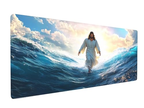 Gaming Mousepad Mann Mauspad XXL 1200X600X3MM Großes Mouse Pad Kunst Schreibtischunterlage mit Rutschfeste Gummibasis, Maus Pad Wasserdicht Anti-Rutsch Schreibtisch Zubehör Für Home Office, PC, Laptop Bild 2