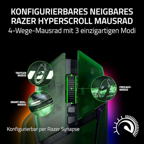 Razer Basilisk V3 Pro 35K Phantom Green Edition - Anpassbare kabellose ergonomische RGB-Gaming-Maus - optischer 35K DPI Sensor (4-Wege-Scrollrad, 13 anpassbare Tasten) Phantom Green Bild 2