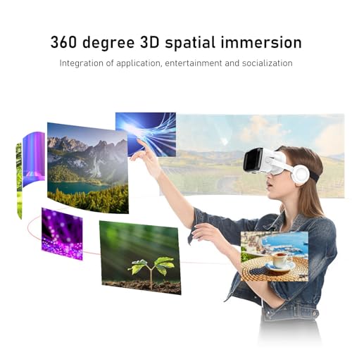 VR Headset für 5,5 Bis 7,2 Zoll Telefon, Virtual Reality 3D -Brille VR -Brille in Bluetooth -Kopfhörern mit Blauen Lichtblockierungslinsen für Mobilfunkfilme Bild 2