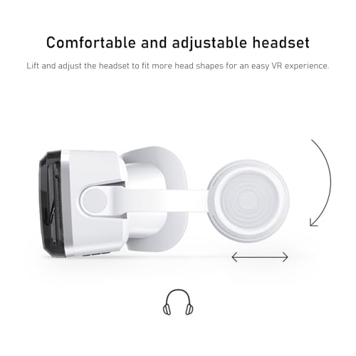 VR Headset für 5,5 Bis 7,2 Zoll Telefon, Virtual Reality 3D -Brille VR -Brille in Bluetooth -Kopfhörern mit Blauen Lichtblockierungslinsen für Mobilfunkfilme Bild 6