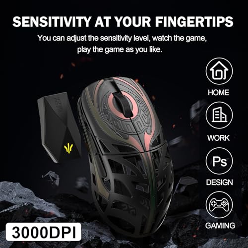 WLMOUSE Strider Magnesium Gaming-Maus, 45 g, superleichte Magnesium-Legierung, kabellose Gaming-Maus, 125–8000 Hz (einstellbar), kabellose Polling-Rate, PAW 3950 HS-Sensor, für PC/Laptop/Mac (Strider Bild 3
