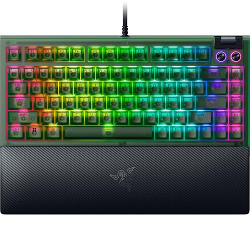 Razer BlackWidow V4 75% Phantom Green Edition - Hot-swap-fähige mechanische Gaming-Tastatur (Orange Tactile Switches, Medienrolle mit 2 dedizierten Medientasten) US Layout | Phantom Green Bild 1