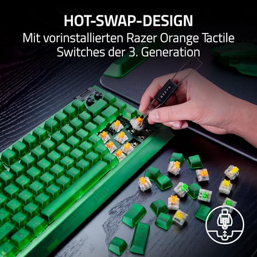 Razer BlackWidow V4 75% Phantom Green Edition - Hot-swap-fähige mechanische Gaming-Tastatur (Orange Tactile Switches, Medienrolle mit 2 dedizierten Medientasten) US Layout | Phantom Green Bild 2