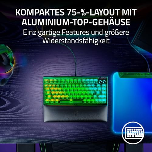 Razer BlackWidow V4 75% Phantom Green Edition - Hot-swap-fähige mechanische Gaming-Tastatur (Orange Tactile Switches, Medienrolle mit 2 dedizierten Medientasten) US Layout | Phantom Green Bild 3