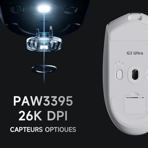 MCHOSE G3 Kabellose Gaming-Maus, 26 000 DPI, 8K-Abrufrate, 650 IPS, Leichtgewicht 64 g, 8 Programmierbare Tasten, Esports Gaming-Mäuse BT 5.0/2,4 G/USB-C, 170 h Akku, Windows/Mac - Weiß Bild 2