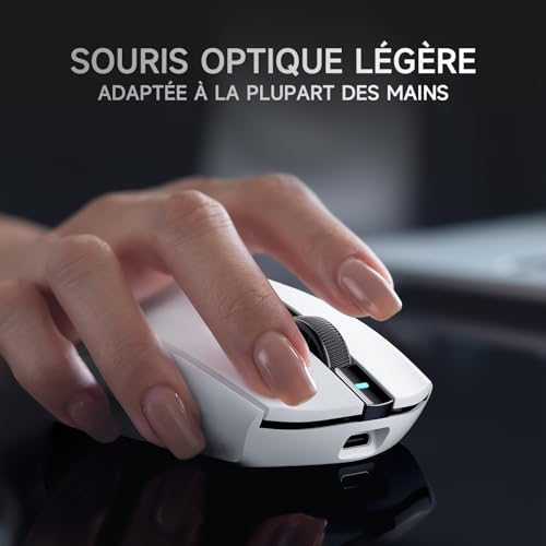 MCHOSE G3 Kabellose Gaming-Maus, 26 000 DPI, 8K-Abrufrate, 650 IPS, Leichtgewicht 64 g, 8 Programmierbare Tasten, Esports Gaming-Mäuse BT 5.0/2,4 G/USB-C, 170 h Akku, Windows/Mac - Weiß Bild 5