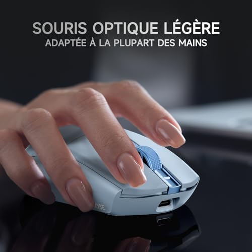MCHOSE G3 Kabellose Gaming-Maus, 26 000 DPI, 8K-Abrufrate, 650 IPS, Leichtgewicht 64 g, 8 Programmierbare Tasten, Esports Gaming-Mäuse BT 5.0/2,4 G/USB-C, 170 h Akku, Windows/Mac - Blau Bild 5