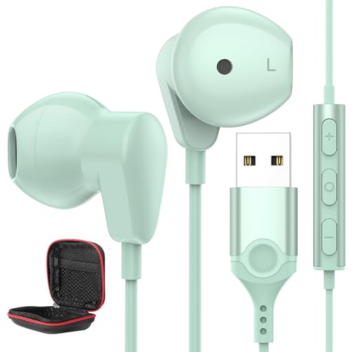 Headset USB mit Mikrofon,Leichte Gaming Kopfhörer USB,Gaming Laptop Kopfhörer PC mit Geräuschunterdrückung und Mikrofonen,In Ear Kopfhörer mit Audiosteuerung für Live-Streaming PS 4 5 Büro Chromebook Bild 1