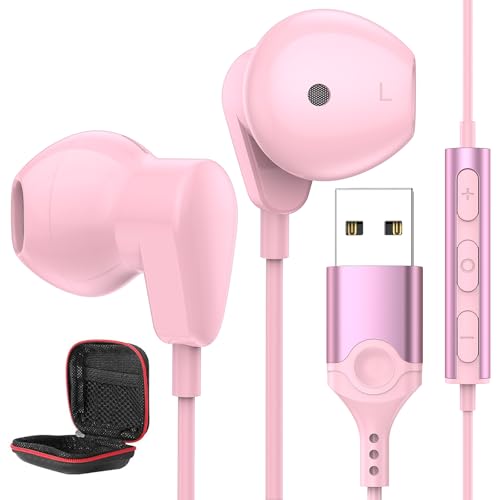 Headset USB mit Mikrofon,Leichte Gaming Kopfhörer USB,Gaming Laptop Kopfhörer PC mit Geräuschunterdrückung und Mikrofonen,In Ear Kopfhörer mit Audiosteuerung für Live-Streaming PS 4 5 Büro Chromebook Bild 1
