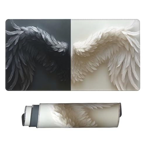 Gaming Mauspad, Mauspad XXL 1600 x 800 x 3 mm Mousepad Angel wings Mauspad Gaming Zubehör mit Anti Rutsch Basis Mouse Pad Wasserdicht und Langlebig für Maus und Tastatur, Home Dekoration m-1066 Bild 1