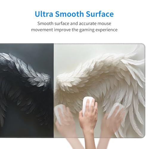 Gaming Mauspad, Mauspad XXL 1600 x 800 x 3 mm Mousepad Angel wings Mauspad Gaming Zubehör mit Anti Rutsch Basis Mouse Pad Wasserdicht und Langlebig für Maus und Tastatur, Home Dekoration m-1066 Bild 3