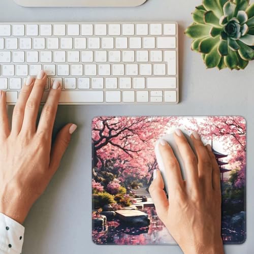 Mousepad Japan Mauspad Kleine 220 x 180 mm, Kirschblüten Mauspad mit Rutschfester Gummiunterseite, Wasserdichtes Mouse Pad, Mini Gaming Mauspad für Damen, Herren, Kabellose Maus Laptop Zuhause W-641 Bild 5