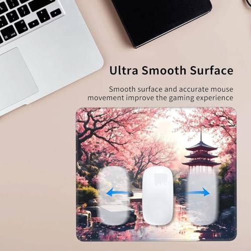 Mousepad Japan Mauspad Kleine 220 x 180 mm, Kirschblüten Mauspad mit Rutschfester Gummiunterseite, Wasserdichtes Mouse Pad, Mini Gaming Mauspad für Damen, Herren, Kabellose Maus Laptop Zuhause W-641 Bild 6