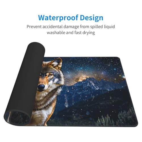 Gaming Mauspad, Mauspad XXL 1600 x 800 x 3 mm Mousepad Starry Sky Wolf Mauspad Gaming Zubehör mit Anti Rutsch Basis Mouse Pad Wasserdicht und Langlebig für Maus und Tastatur, Home Dekoration m-1170 Bild 2