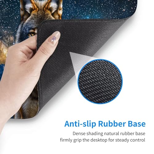 Gaming Mauspad, Mauspad XXL 1600 x 800 x 3 mm Mousepad Starry Sky Wolf Mauspad Gaming Zubehör mit Anti Rutsch Basis Mouse Pad Wasserdicht und Langlebig für Maus und Tastatur, Home Dekoration m-1170 Bild 4
