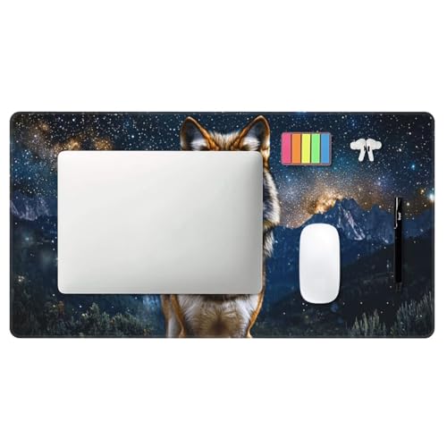 Gaming Mauspad, Mauspad XXL 1600 x 800 x 3 mm Mousepad Starry Sky Wolf Mauspad Gaming Zubehör mit Anti Rutsch Basis Mouse Pad Wasserdicht und Langlebig für Maus und Tastatur, Home Dekoration m-1170 Bild 6