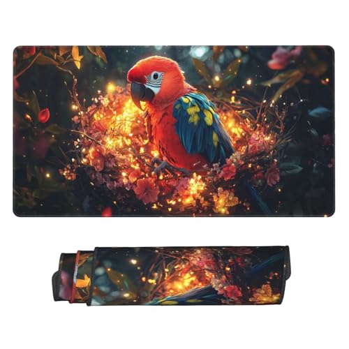 Gaming Mauspad, Mauspad XXL 1600 x 800 x 3 mm Mousepad Parrot animal Mauspad Gaming Zubehör mit Anti Rutsch Basis Mouse Pad Wasserdicht und Langlebig für Maus und Tastatur, Home Dekoration m-1222 Bild 1