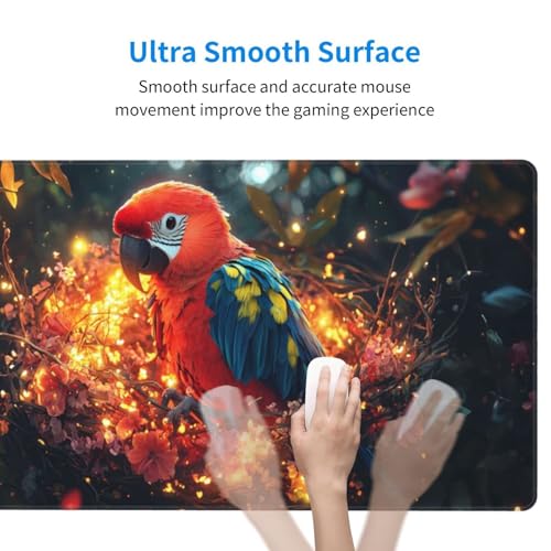 Gaming Mauspad, Mauspad XXL 1600 x 800 x 3 mm Mousepad Parrot animal Mauspad Gaming Zubehör mit Anti Rutsch Basis Mouse Pad Wasserdicht und Langlebig für Maus und Tastatur, Home Dekoration m-1222 Bild 3