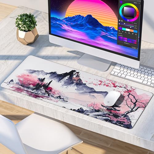 EFISH Japanische Gaming Mauspad XXL 800 x 300 mm Großes Mauspad Vernähte Kanten Wasserdicht Anti-Rutsch für PC, MacBook,Laptop Verbessert Präzision und Geschwindigkei.(Y26) Bild 7
