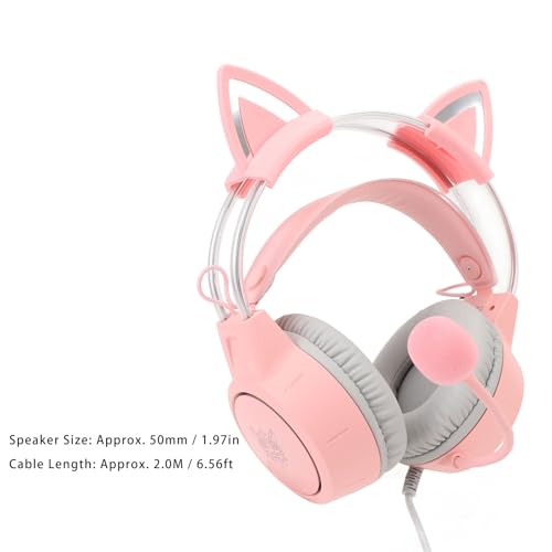 RGB Gaming Headset Katzenohr Gaming Headset, RGB Licht, verstellbares Kopfband, kabelgebundener Kopfhörer mit Mikrofon für PC, Laptop, Spielkonsole, Gaming Accories Bild 6