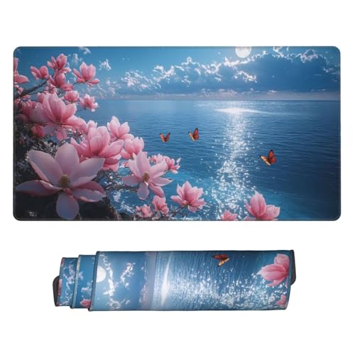 Gaming Mauspad, Mauspad XXL 1600 x 800 x 3 mm Mousepad Magnolia Sea Mauspad Gaming Zubehör mit Anti Rutsch Basis Mouse Pad Wasserdicht und Langlebig für Maus und Tastatur, Home Dekoration m-1234 Bild 1