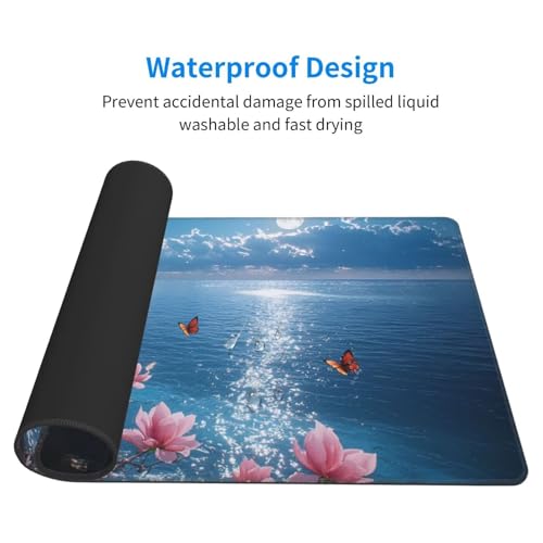 Gaming Mauspad, Mauspad XXL 1600 x 800 x 3 mm Mousepad Magnolia Sea Mauspad Gaming Zubehör mit Anti Rutsch Basis Mouse Pad Wasserdicht und Langlebig für Maus und Tastatur, Home Dekoration m-1234 Bild 2