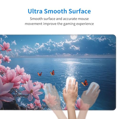 Gaming Mauspad, Mauspad XXL 1600 x 800 x 3 mm Mousepad Magnolia Sea Mauspad Gaming Zubehör mit Anti Rutsch Basis Mouse Pad Wasserdicht und Langlebig für Maus und Tastatur, Home Dekoration m-1234 Bild 3
