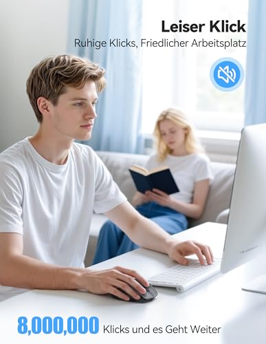 TECKNET PRO Kabellose Maus Wiederaufladbar, Silent Funkmaus 6400 DPI, 2,4 GHz Computermaus, Ergonomische Griffe, 6 Tasten, Tragbar Maus für PC, Laptop,Chromebook, Mac-Grau Bild 5