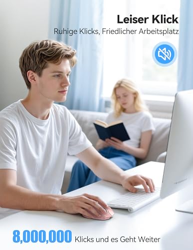 TECKNET PRO Kabellose Maus Wiederaufladbar, Silent Funkmaus 6400 DPI, 2,4 GHz Computermaus, Ergonomische Griffe, 6 Tasten, Tragbar Maus für PC, Laptop,Chromebook, Mac-Rosa Bild 5
