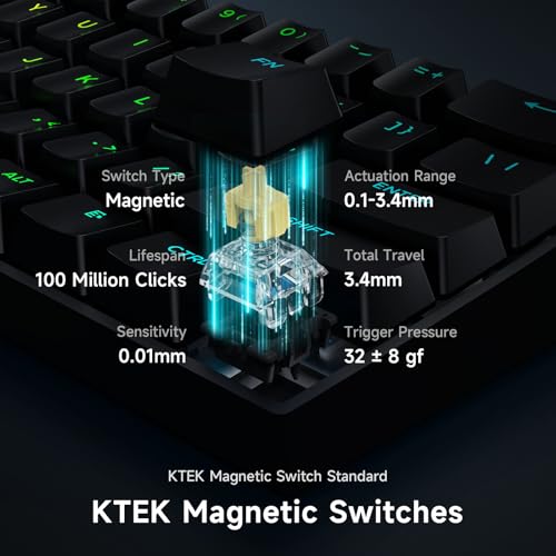 MCHOSE Ace 60 Pro HE Magnetische Tastatur, 60% Hall-Effekt Gaming-Tastatur kabelgebunden, 8000 Hz Rapid Trigger Trigger-Tastatur, Einstellbare Betätigung, Snap Tap, Hot-Swap, SOCD, Schwarz Bild 3