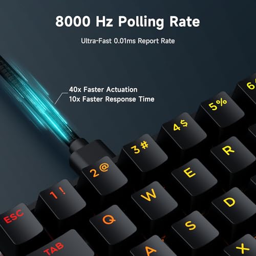 MCHOSE Ace 60 Pro HE Magnetische Tastatur, 60% Hall-Effekt Gaming-Tastatur kabelgebunden, 8000 Hz Rapid Trigger Trigger-Tastatur, Einstellbare Betätigung, Snap Tap, Hot-Swap, SOCD, Schwarz Bild 4