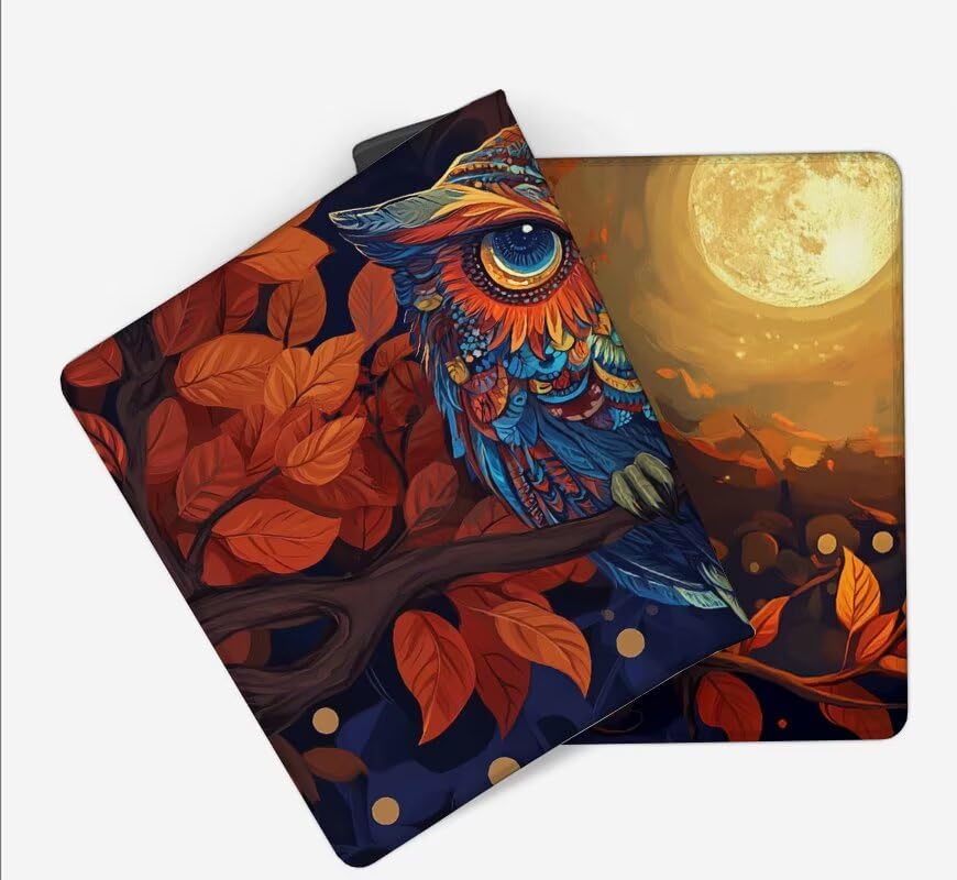 Gaming Mousepad Eule Mauspad XXL 1200X600X3MM Großes Mouse Pad Mond Schreibtischunterlage mit rutschfeste Gummibasis, Maus Pad Wasserdicht Anti-Rutsch Schreibtisch Zubehör Für Home Office, PC, Laptop Bild 3