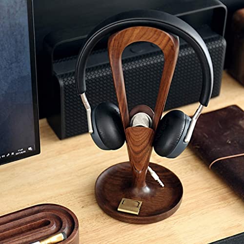 Kopfhörer Ständer Schreibtisch Zubehör Hölzerner Kopfhörerhalter Praktischer Headset-Ständer Universal-Kopfhörer-Stützgerät Headset-Ständer Zubehör Geschenk Gaming Headsets(A-Black Walnut) Bild 5