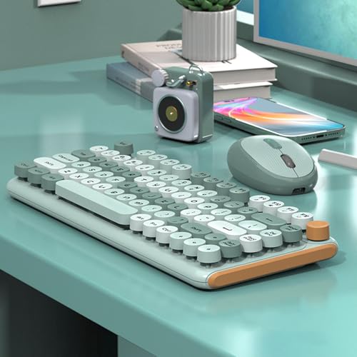 Wireless Tastatur und Maus, Gaming Maus und Tastatur Kombination 2,4 G Bluetooth Wireless 82 Tasten, Colorblocking Punk, Niedriges Rauschen, DREI Einstellbare DPI Bild 2