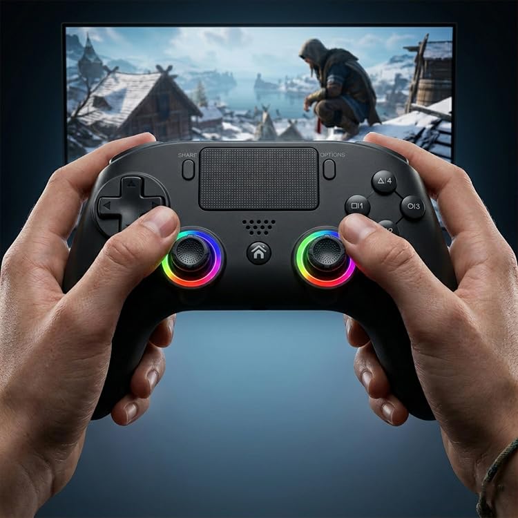 SUBSONIC - Kabelloser Controller für PS5 mit Programmierbaren Paddles und LEDs, Vibrations- und Touch-Funktion - PS5 Controller Schwarz Bild 2